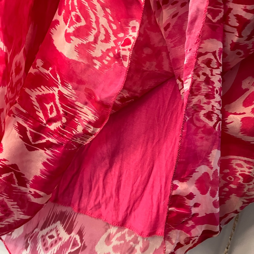NWT Rosemarine Silk Blend Flowy Maxi Dress Belt Pink Patterned Italy Fuchsia new - Picture 9 of 12